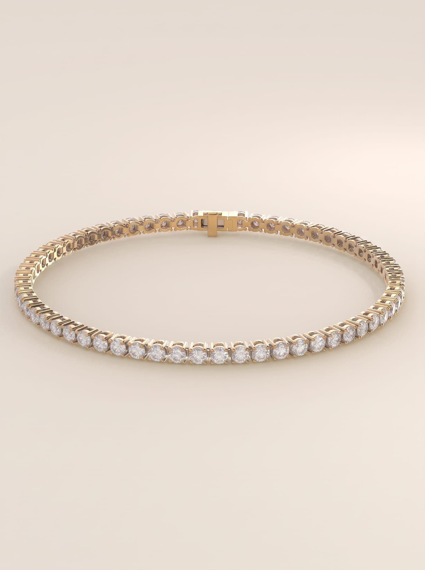 Tennisarmband met ronde diamanten in geelgoud